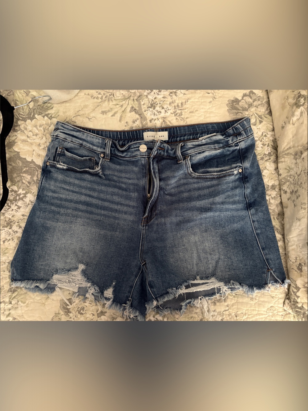 Chic Soul Distressed Dark Blue Denim Jean Shorts